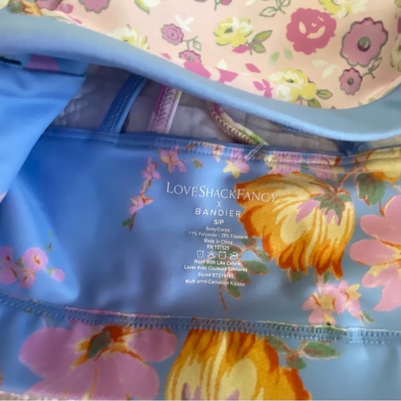 LoveShackFancy X Bandier Floral Print Activewear Strappy Sports Bra - Picture 6 of 6